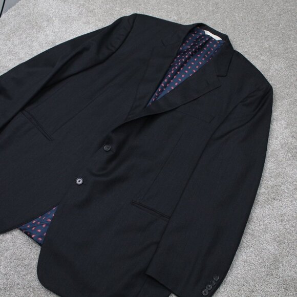 Samuelsohn Blazer Mens 44L Black Wool 2 Button Single Vent Sports Jacket Coat - Picture 3 of 13